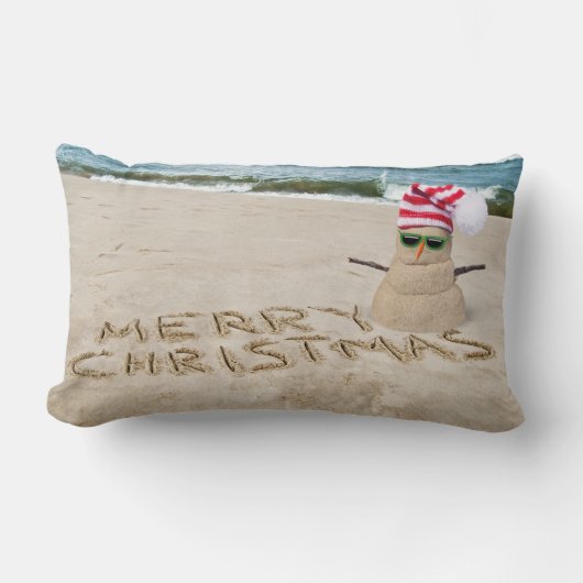 Vrolijk kerstman op strand kussen (Voorkant)