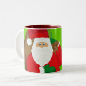 Vrolijk Kerstman rood/groen plezier mok (Voorkant links)