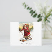 Vrolijk Kerstman Skiing Feestdagenkaart (Staand voorkant)