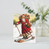 Vrolijk Kerstman Skiing Feestdagenkaart (Staand voorkant)