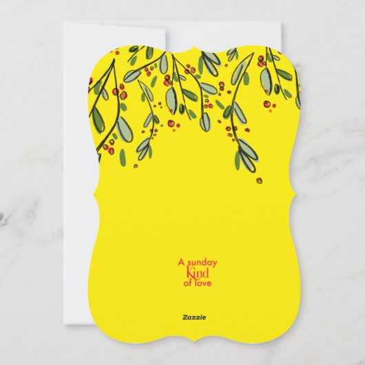 Vrolijk kerstmeisje met cadeaus gele feestdag feestdagenkaart (Achterkant)