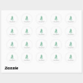Vrolijk kerstminimalistisch groen moderne boom ronde sticker (Vel)