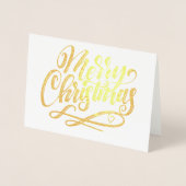 Vrolijk kerstminimalistisch luxe goud folie kaarten (Voorkant)