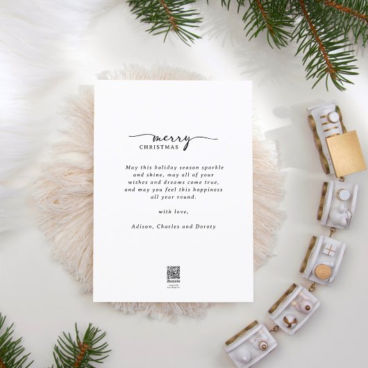 Vrolijk Kerstmis 3 foto's Collage Modern Script Feestdagenkaart