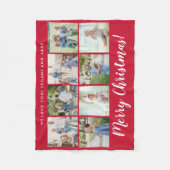 Vrolijk Kerstmis 8 Foto Aangepaste Bericht | Rood Fleece Deken (Voorkant)