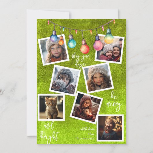 Vrolijk Kerstmis aangepaste multi fotokaart Feestdagenkaart (Voorkant)