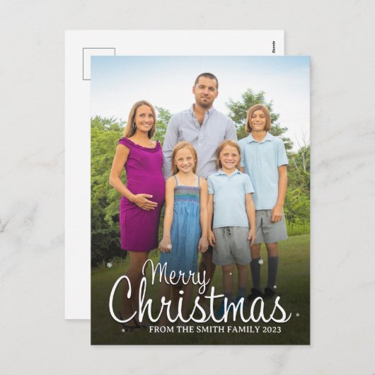 Vrolijk Kerstmis Aangepaste Naam en Foto Feestdagenkaart (Voorkant / Achterkant)