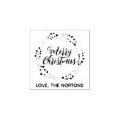 Vrolijk Kerstmis aangepaste script rustieke krans Rubberstempel (Afrduk)