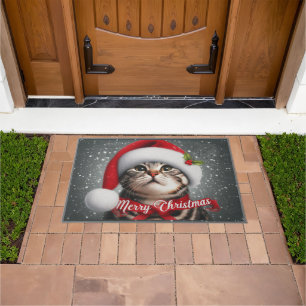 Vrolijk Kerstmis Amerikaanse shorthair Cat, Santa  Deurmat