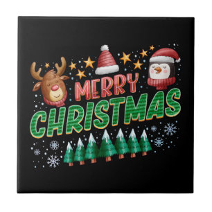 Vrolijk Kerstmis belettering ontwerp Tegeltje