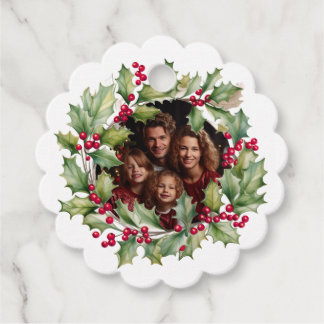 Vrolijk Kerstmis bewerkbare fotofamilie Bedankjes Labels
