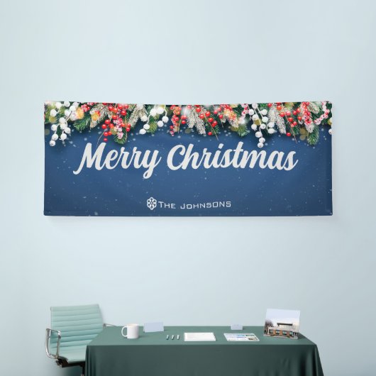 Vrolijk Kerstmis Binnen Openlucht Blauwe Kerstmis Spandoek (Beurs)