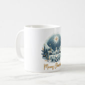 Vrolijk Kerstmis Blauw & Gouden Mok (Voorkant links)