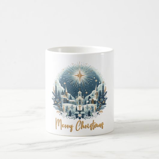 Vrolijk Kerstmis Blauw & Gouden Mok (Center)