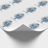 Vrolijk Kerstmis Blauwe Notenkraker Cadeaupapier (Hoek)