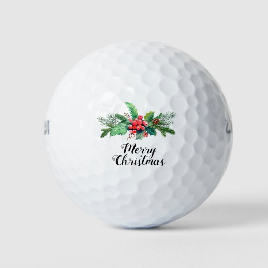 Vrolijk Kerstmis Bloemen Seizoensgebladerte | FEES Golfballen (Voorkant)