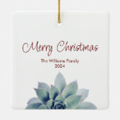 Vrolijk Kerstmis Botanische Succulent Keramisch Ornament (Achterkant)