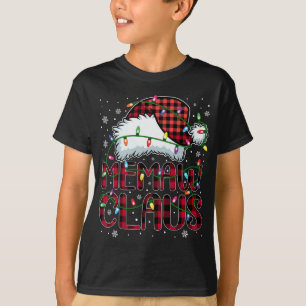 Vrolijk Kerstmis Buffel Plaid Rode Kerstman Hoed M T-shirt