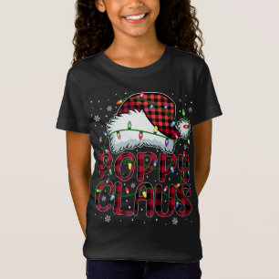 Vrolijk Kerstmis Buffel Plaid Rode Santa Hoed Popp T-shirt