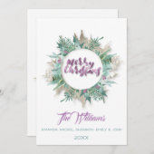 Vrolijk Kerstmis buik krans Monogram Wit Kaart (Voorkant / Achterkant)