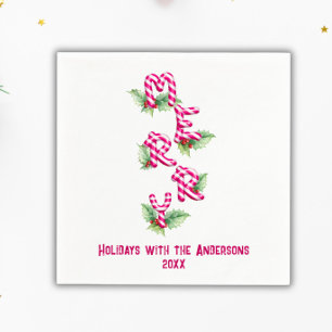 Vrolijk Kerstmis Candy Cane Rood Groen Vakantie Servet