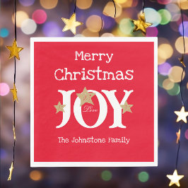 Vrolijk Kerstmis Chic Script Rood Kerstpapier Servet