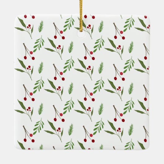 Vrolijk Kerstmis Collage Custom Modern Holly Keramisch Ornament (Achterkant)