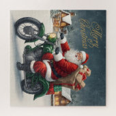 Vrolijk Kerstmis Cool Santa op Motorcycle Legpuzzel (Horizontaal)