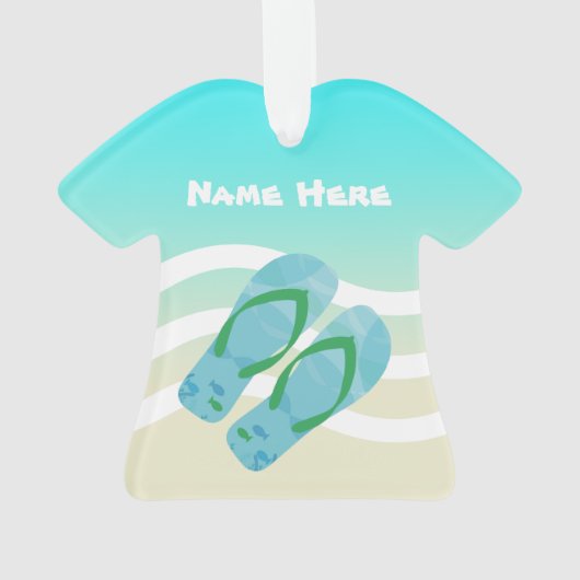 Vrolijk Kerstmis Custom Name Tropische Strand Wave Ornament (achterkant)