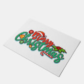 Vrolijk Kerstmis Decoratieve Typografie Script Deurmat (Schuin)