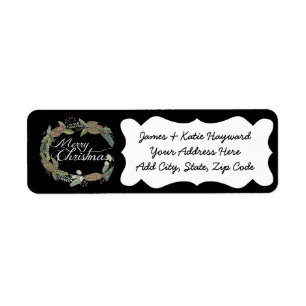 Vrolijk Kerstmis dennen kegels groen Adresetikette Etiket