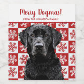 Vrolijk Kerstmis Dogmas Zwart Lab Feestelijk Wijn Etiket (Enkel label)