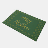 Vrolijk Kerstmis Donker Groen en Goud Script Deurmat (Schuin)