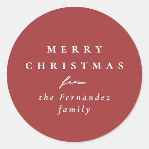Vrolijk Kerstmis eenvoudig elegant rood vakantie c Ronde Sticker