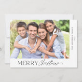 Vrolijk Kerstmis Eenvoudig Script Foto Feestdagenkaart (Voorkant)