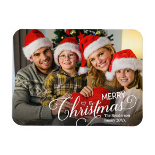 Vrolijk Kerstmis Eenvoudige Aangepaste Foto Magneet