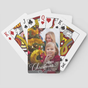 Vrolijk Kerstmis Eenvoudige Aangepaste Foto Pokerkaarten