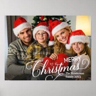 Vrolijk Kerstmis Eenvoudige Aangepaste Foto Poster