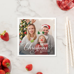 Vrolijk Kerstmis Eenvoudige Aangepaste Foto Servet