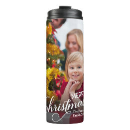 Vrolijk Kerstmis Eenvoudige Aangepaste Foto Thermosbeker