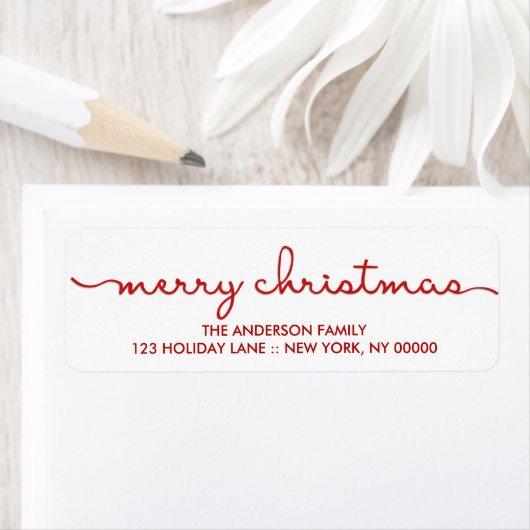 Vrolijk Kerstmis Eenvoudige Hand Lettered Script L Etiket (Insitu)