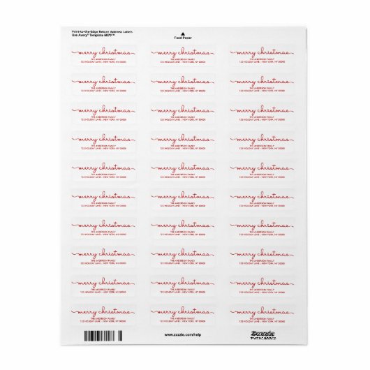 Vrolijk Kerstmis Eenvoudige Hand Lettered Script L Etiket (Full Sheet)