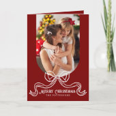 Vrolijk Kerstmis Eenvoudige Moderne Coquette Bow F Feestdagen Kaart (Voorkant)