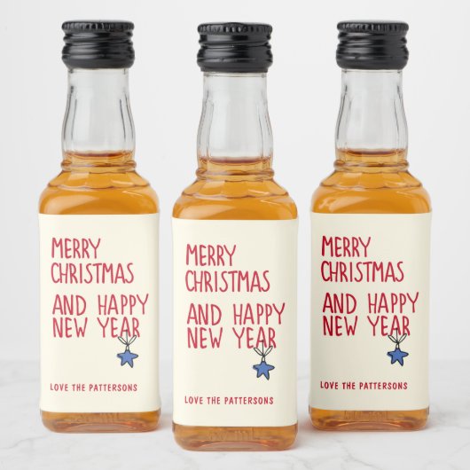 Vrolijk Kerstmis Eenvoudige Moderne Typografie Likeurfles Etiket (Flessen)
