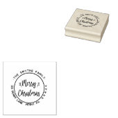 Vrolijk Kerstmis Eenvoudige Ronde Familienaam Rubberstempel (Gestempeld)