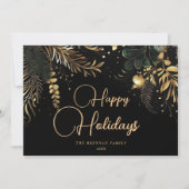 Vrolijk Kerstmis Elegant Goud Feestelijk Groen Feestdagenkaart (Voorkant)