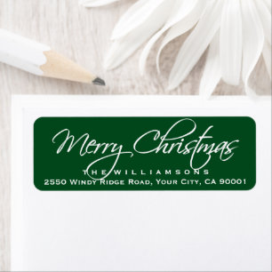 Vrolijk Kerstmis Elegant Kalligrafie Script Groen Etiket