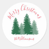 Vrolijk Kerstmis Elegant Pine Custom Gift Ronde Sticker (Voorkant)