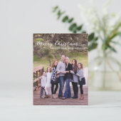 Vrolijk Kerstmis Elegant Script Typografie Foto Feestdagenkaart (Staand voorkant)