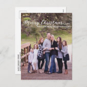 Vrolijk Kerstmis Elegant Script Typografie Foto Feestdagenkaart (Voorkant / Achterkant)